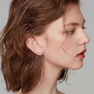 925 Sterling Silver 14K Rose Gold-plated Cartilage Earrings